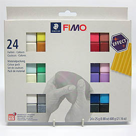 Fimo soft Set 24 Effektfarben Halbblöcke